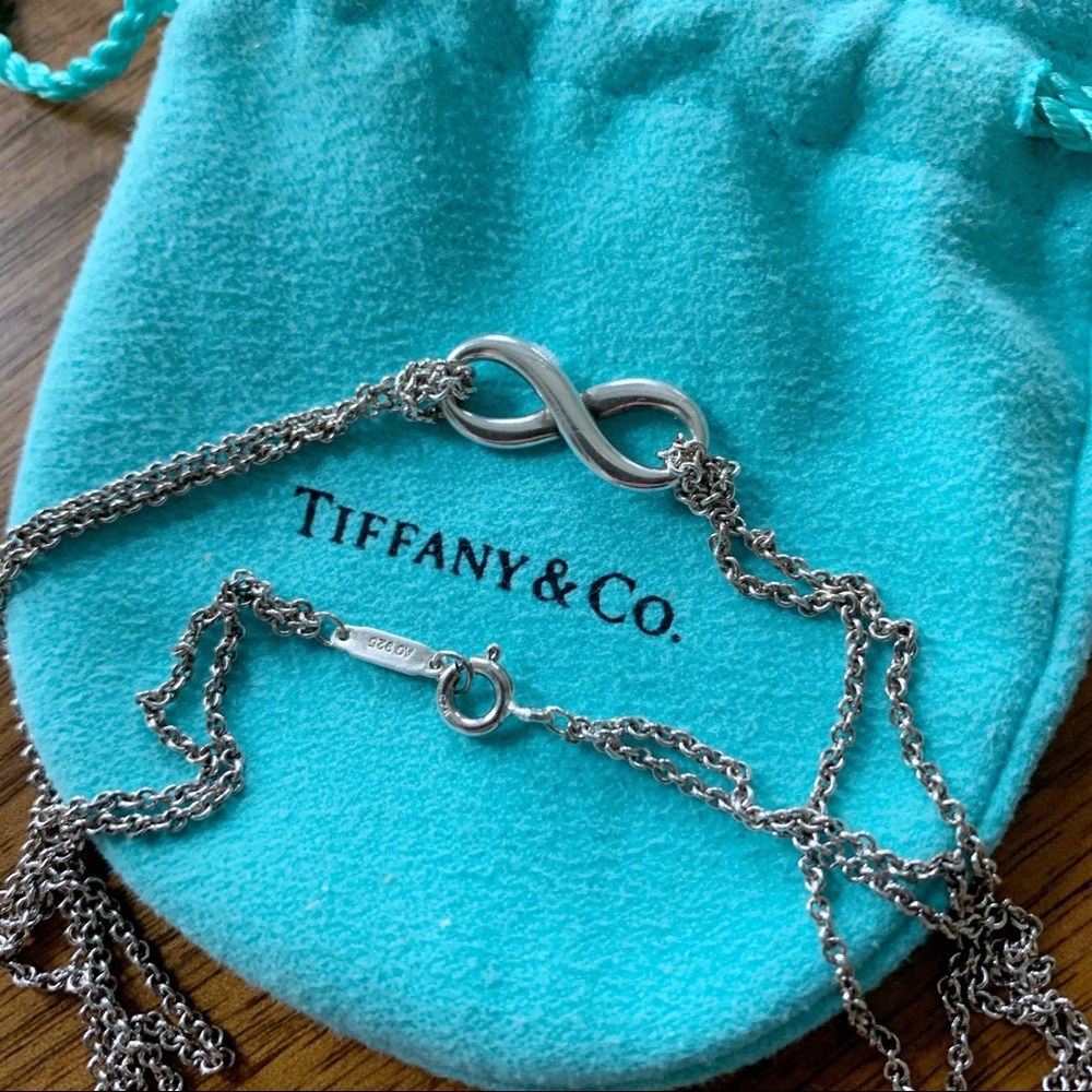 Tiffany & Co Silver Infinity Pendant Double Chain